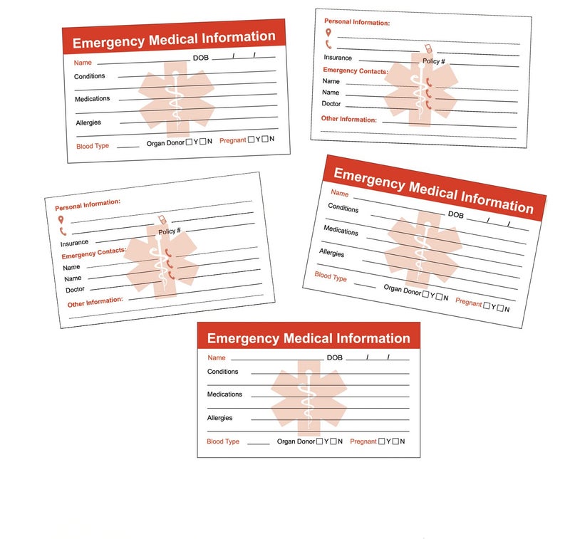 RXBC2011 Emergency Medical Information ID Card Pack of 5 - Image 5